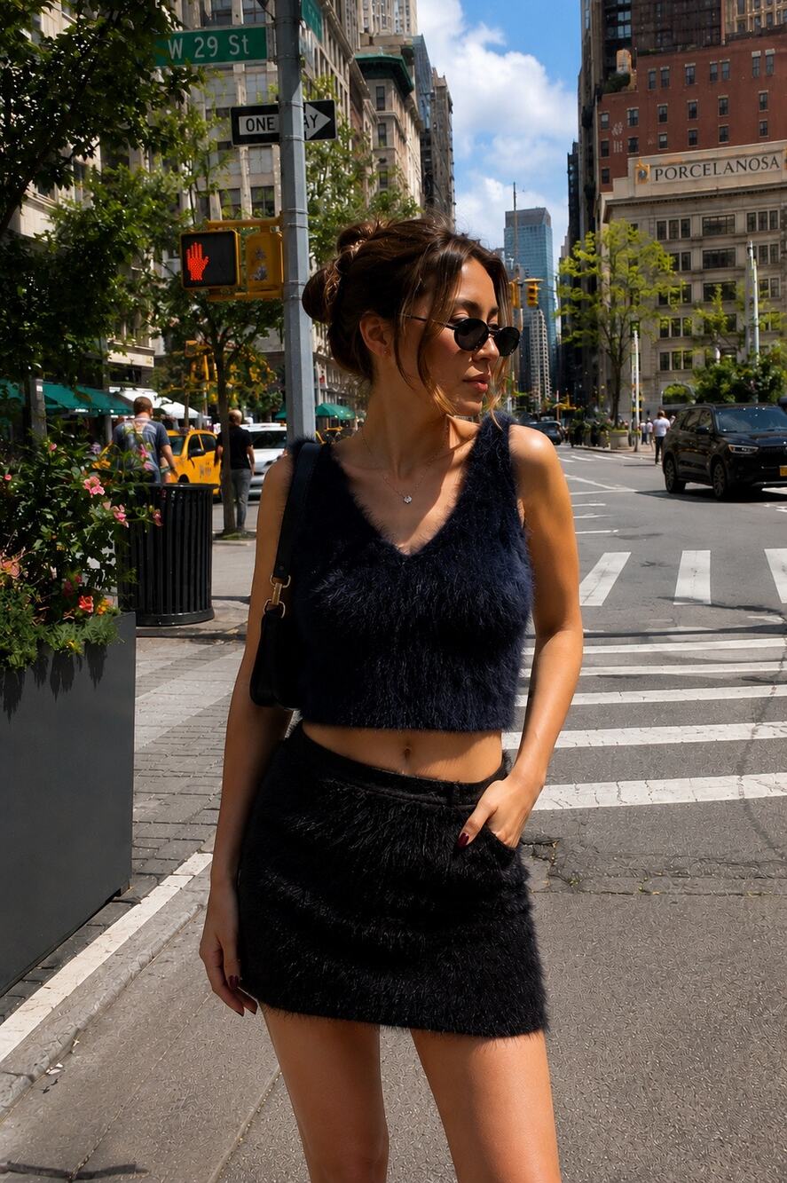 Mistress Rocks Black Fuzzy Knit Two Piece Set 🖤✨ | Size Small | NWT| MSRP $180